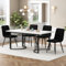 Merax Esstisch-Set, 140×80cm Esstisch mit 4 Stühlen, Marmor-Muster MDF, Metallbeine, gepolsterte Samt stühle mit Rückenlehne, für Esszimmer, Küche, Wohnzimmer, Schwarz + Schwarz
