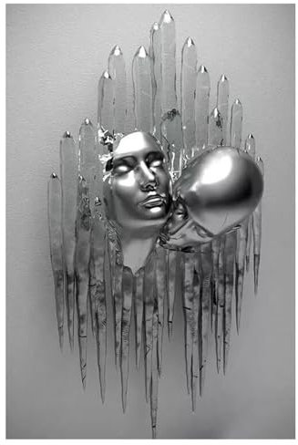 XIUWOUG Moderne Wandkunst: Abstrakte Skulptur Paare auf Leinwand mit 3D Effekten, Wandbilder für Wohnzimmer und Schlafzimmer Wanddekoration,6,70X100cm No Frame
