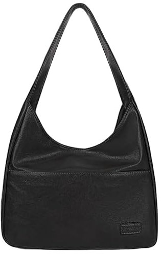 CazneJN Tote Tasche für Damen, Handtasche Damen Umhängetasche-PU Leder Hobo Bag Tasche, Retro Schulterhandtasche Große Kapazität mit Reißverschluss Schnalle Hobo Tote Bag (Schwarz)