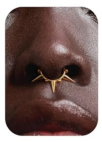 BodyBonita 16G Spike Septum Piercing – 316L Edelstahl Nasenpiercing Conch Helix Piercings Schmuck Nasenring Tragus Daith Knorpel Ohrpiercing Gold 10mm Stil 7