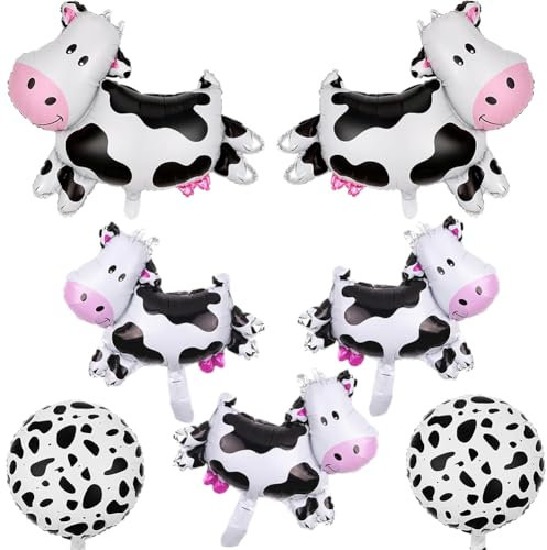 Kuh Ballon helium, Kuh Party Luftballons, Folienballons für Kuh Themen Party, Luftballons Tiere, Thema Party Animals Luftballons für Geburtstag Party Deko (7 Pcs)