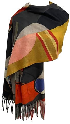 GFM® Schal aus Wollmischung, Kaschmir-Textur, Malerei, Kunstdruck, Schal, Schal für Herbst und Winter (PWSHL), Pwshl-picasso Damen in Rot, L