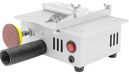 banborba Mini scie circulaire de table avec 4 lames de scie - 5000 tr/min - Pour le travail du bois - Scie circulaire de table électrique de table de 0,1 à 15 mm - Hauteur réglable - Portable - Pour