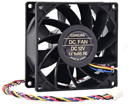 GUIANDJING Ventilador de refrigeración 9238 de 92 mm x 38 mm, ventilador PWM CC 12 V 4 pines alto CFM sin escobillas rodamiento de bolas doble 5600 rpm