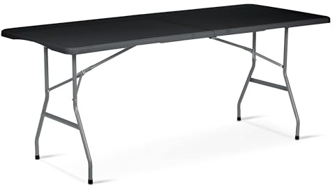 Plonos Gartentisch 180 x 74 cm Klappbar mit Tragegriff Klapptisch Campingtisch Party Schwarz