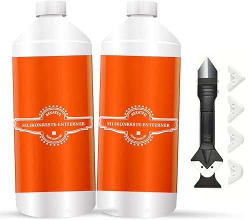 Silikonreste Entferner Set 2x250ml + Fugenentferner & Fugenglätter Werkzeug - Silikonentferner, Silikonfugen Reiniger Silikon Wachs Dichtstoff für Keramik, Glas, Metall - BEKATEQ LS-575