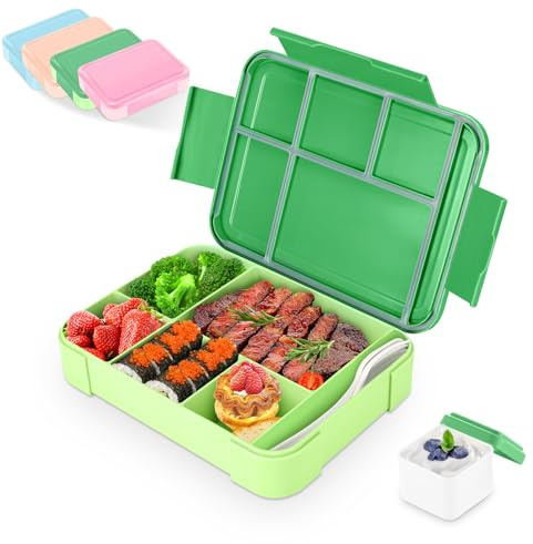 Alitree Brotdose Kinder mit Fächern,1330 ml Kinder Bento Box (Grün) | Picknick,Reise-Lunchbox,Geeignet für Erwachsene, Mädchen & Jungen, erfekt für Schule, Kindergarten & Ausflüge