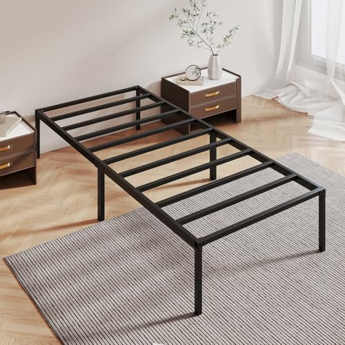 ISOISL Bettgestell 90 x 200 cm, 200 kg Statische Tragkraft, Metallbett, Bett Stabil mit Stauraum, Bettrahmen Einfache Montage, Geräuschfrei & Kratzfester Bodenschutz