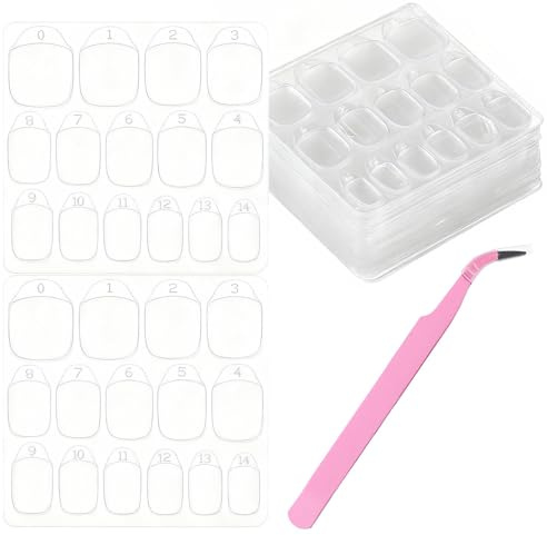 600pcs Nail Adhesive Tabs for False Nails, 15 Sizes Double-Sided Nail Glue Stickers, Jelly Stickers, 40 Sheets