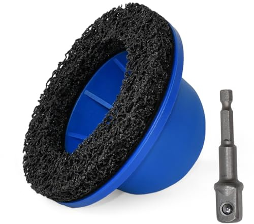 ASOUUNLD Ponceuse de Moyeu de Roue, Brosse de Moyeu de Roue 150 mm, Diamètre Intérieur 90 mm, Meuleuse de Moyeu de Roue avec Visseuse à Chocs 1/2 pour Nettoyer les Roues de Motos et Voiture
