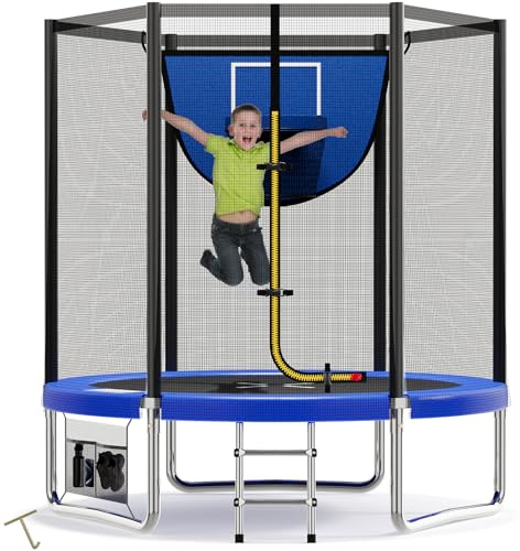 Devoko Trampoline Extérieur Ø183/ 228/305 / 366 / 427cm, Trampoline de Jardin Robuste, Cadre en Acier Galvanisé avec Sac de Rangement, pour Enfants et Adultes