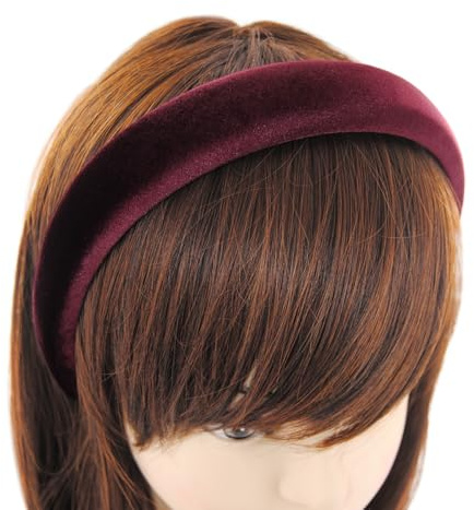 axy Gepolsterter Haarreif aus Samt Damen Breiter Stirnband Haarschmuck Haarreifen Hairband HRK10B (Weinrot)