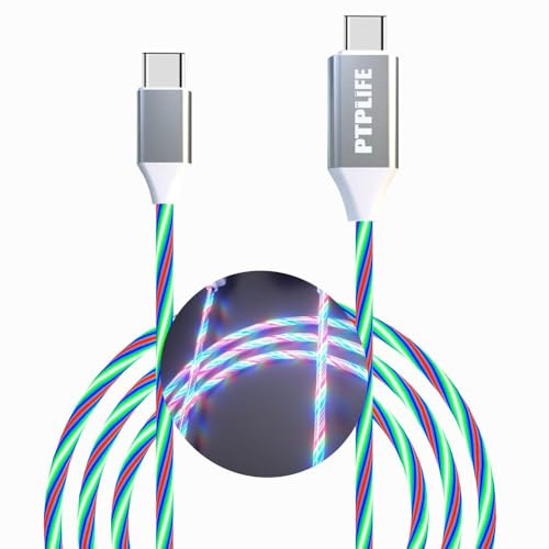 Câble USB C LED - Câble de charge fluide avec lumière pour voiture et maison - PD 3.0 - Câble de charge rapide USB C - Compatible avec iPhone 15/15Pro/15ProMax, Samsung S23/S22/S21, Huawei