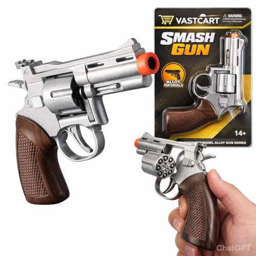 VastCart 8-Shot Ring Cap Toy Revolver, Die-Cast Metal Pretend Play Pistol, Orange Safety Tip, Sound Action Cap Launcher, Collectible Novelty Toy, Ages 14+