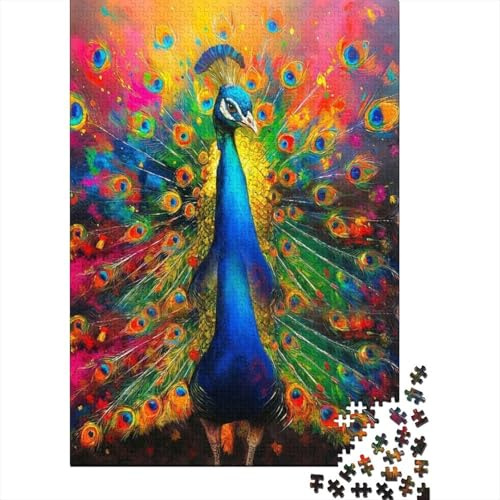 Peacock Art 1000 Piece Jigsaw Puzzle for Adults Colourful Feather Puzzle Game Paper Relaxation Gift Home Focus 38x26cm/1000pcs