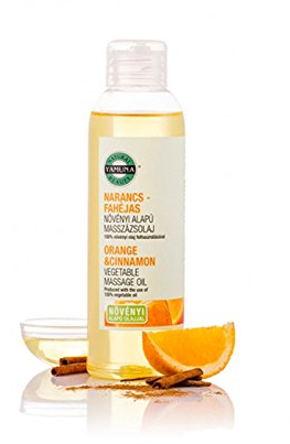 YAMUNA NATURAL BEAUTY Massageöl, 100% pflanzlich, Naturkosmetik aus Ungarn. Professionelles Öl – frei von Paraffin und Parabenen für eine erfrischende Massage. (Orange mit Zimt)