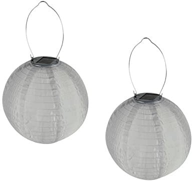 Juego de 2 blanco solar Farol Jardín – Esfera con LED, diámetro de 25 cm, encendido/apagado, impermeable
