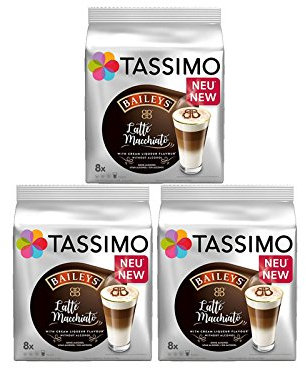 Tassimo Baileys Latte Macchaito Lot de 3 boîtes de 48 dosettes 24 portions