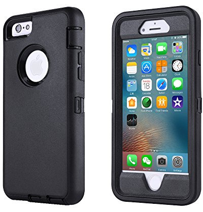 smartelf Case for iPhone 6/6s Heavy Duty With Built-in Screen Protector Shockproof Dust Drop Proof Protective Cover Hard Shell for Apple iPhone 6/6s 4.7 inch-Black