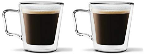 Vialli Design Set 2 x Thermogläser Doppelwandig mit Henkel 250 ml, Gläser für Latte Macchiato, Cappuccino, Diva Kollektion, Kaffeetassen, Kaffeegläser, Hitzebeständiges Glas, Transparente