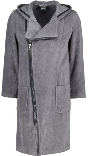 Cawö Home Bademäntel Herren Kapuze New Zipper 6516 anthrazit-schwarz - 774 XL