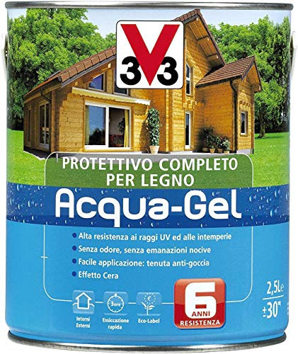 V33 Protettivo Completo Legno Acqua-Gel Colore Noce Medio 3 litri