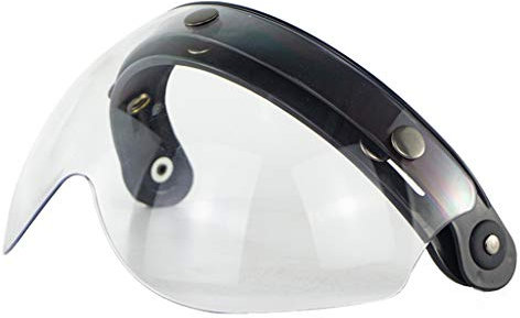 BIlinli W Occhiali 3 Visiera a Scatto 3/4 per Casco con Cerniera Flip UP per caschi Moto Vintage TORC T50