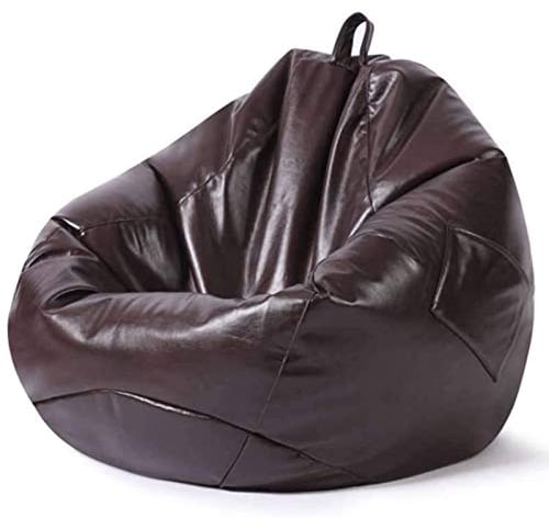 DTLEO Klassischer Sitzsack aus Kunstleder, Naturleder, für den Innen- und Außenbereich, für Wohnzimmer, Schlafzimmer, Garten (ohne Füllung),Schokolade,XL