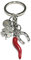 Porte-clés en acier corne porte-bonheur et pendentif en forme de corne de cheval. Fabriqué en Italie