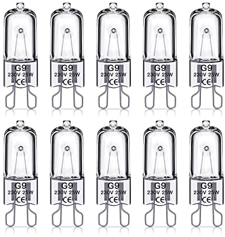 SILKIT G9 Halogen Light Bulbs 25W, 320lm, 2800K, No Flicker Dimmable G9 Capsule Bulb, Warm White,10 Pack