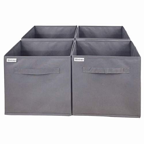 Wistows 4x Fabric Storage Organiser Boxes Set of 4 Clothing Space Saver Baskets
