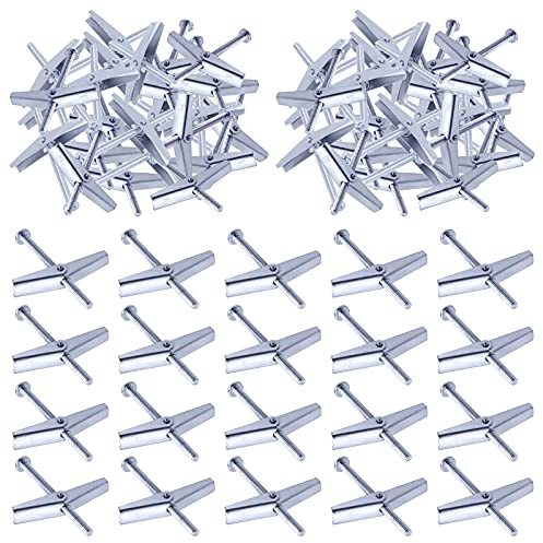 Swpeet Kit de 60 tornillos de palanca de 1/8 pulgadas y tuerca de ala para colgar artículos pesados en paneles de yeso