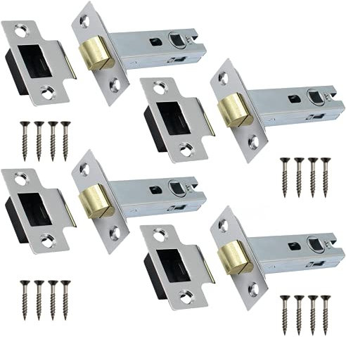 Tubular Latches Mortice Door Latch | Polished Chrome | 3 Inch / 78mm | Pack of 4