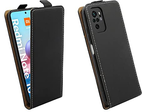 cofi1453® Flip Case kompatibel mit XIAOMI REDMI Note 10s Handy Tasche vertikal aufklappbar Schutzhülle Klapp Hülle Schwarz