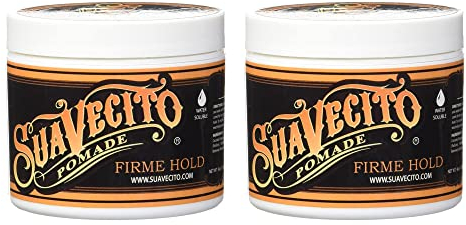Suavecito Firme Strong Hold Pomade, Strong Hold Pomade For Men, Medium Shine Water Based Wax Flake Free Hair Gel, 4oz/113g x 2