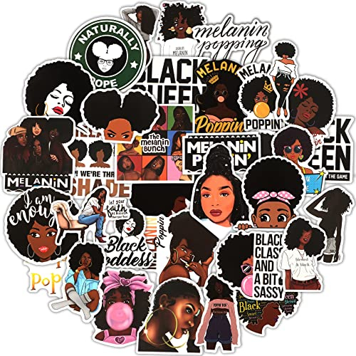 diyfixlcd 100 Pieces Melanin Stickers Black Girl Pop Singer Computer Decal for Laptop Water Bottles Skateboard Graffiti Patches, Trendy Waterproof Vinyl Stickers for Teens (Stylish)