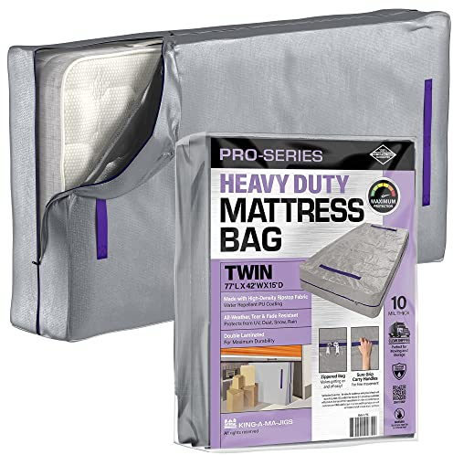 Matratzentasche für Umzug und Aufbewahrung, mit Reißverschluss und 8 Tragegriffen, wasserdicht, UV-beständig, strapazierfähig, langlebig, silberfarben, Doppelbett