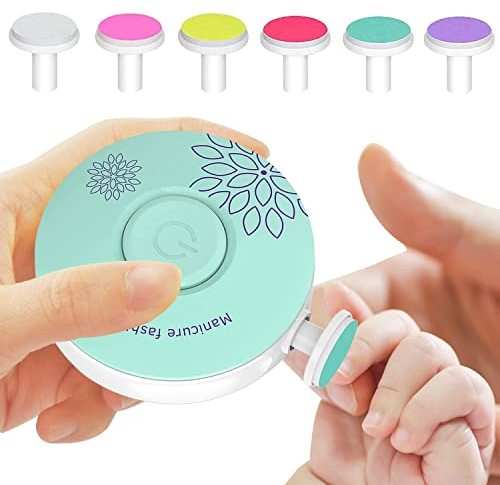 Baby Nagelschneider Feile, Elektrische Baby Nagelfeile, Baby-Nagelfeilen Maniküre-Set,Elektrischer sicherer Nagelknipser mit 6 Schleifköpfen für Zehen und Fingernägel von Neugeborenen