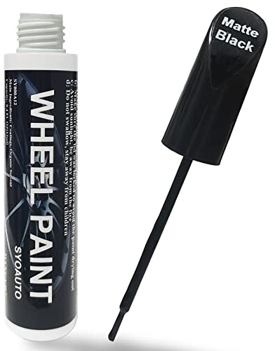 SYOAUTO Matte Black Rim Touch Up Paint, Car Wheel Scratch Repair Touch Up Paint Pen, Universal Color Rim Wheel Paint (Matte Black)