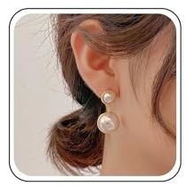 Inilbran Boho Perlen-Ohrhänger, Gold-Perlen-Ohrhänger, Vintage-Perlen-Ohrstecker, minimalistisch, Barock-Perlen-Ohrringe, Schmuck für Frauen und Mädchen