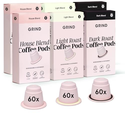 Grind Variety Pod Collection – Pack of Biodegradable Capsules – Compatible With Nespresso® Original Machines – Home Compostable – Gift Set (60 count (Pack of 1), Variety Pack)