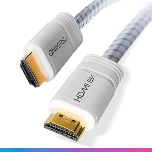 Oniverse câble HDMI 2.1-8k - Haute vitesse - 3m - Nylon tressé - Vitesse de transmission 48 Gbit/s - Compatible avec PS4, PS5, Switch 2, PC, TV