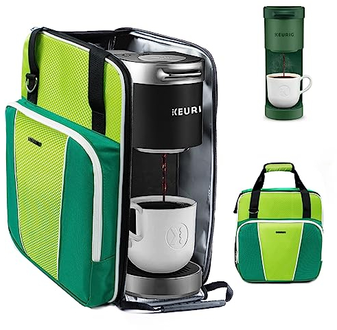 BAGSPRITE Kaffeemaschine Tragetasche Kompatibel mit Keurig K-Mini oder K-Mini Plus, Einzelportionierer Kaffeemaschine Tragbare Aufbewahrungstasche (Grün)