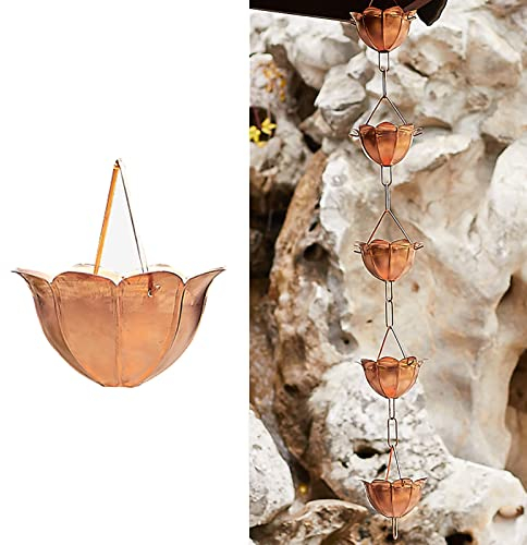 Regenkette Dachrinnen-Regenkette Kupfer, Äußerer Fallrohr-Regenfänger, Veranda Garten Regenketten für Den Garten Dekorativ, für Starkregen, 100cm/3.3ft (Color : Style2, Size : 100cm(3.3ft))