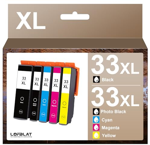 LOFBLAT 33XL, Kompatible für Epson XP 7100 Druckerpatronen, Kompatible für Epson 33XL, für Epson Expression Premium XP-540 XP-530 XP-830 XP-7100 XP-900 XP-640 XP-630 XP-635 XP-645, 5 Pack
