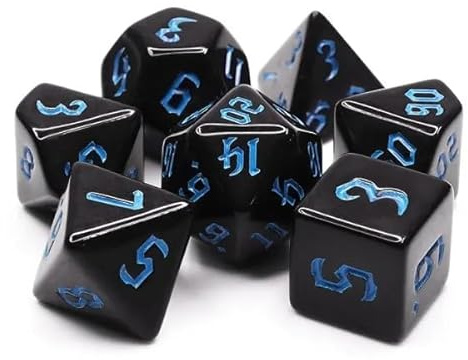 Dice4friends Würfelset Opaque: Chon drite Black/Blue (7)