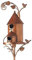 Metal Bird House with Pole, Copper Cottage Bird House Stakes, Large Bird Houses for Courtyard Backyard Patio Outdoor Garden Decor, Resting Place for Birds, Hummingbird House (B)
