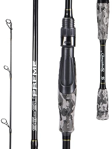 Sougayilang Angelrute, 2 Stück, Graphit-Verbundstoff, blanko, Spinn- und Wurfrute, Camouflage-EVA-Griff, glatter Übergang, Grau, 1,52 m