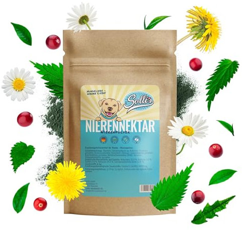 Sollis Nierennektar - Nierenpulver für Hunde | Unterstützt Nierenfunktion & Entgiftung | Natürliche Inhaltsstoffe für Harnwegsgesundheit | Fördert Wohlbefinden & Vitalität | 100g