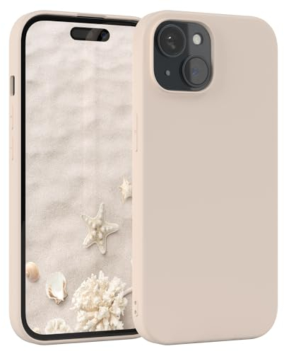 EAZY CASE - Silikonhülle für iPhone 15 Hülle Silikon Case Beige weich stoßfeste Handyhülle iPhone 15 Schutzhülle mit Kameraschutz Dünn Premium Schutz Cover TPU Phone Bumper in Taupe